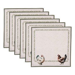 [BYC43] Tovaglioli in cotone set da 6 Beige Marrone 40x40 cm