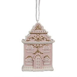 [6PR4205] Décoration pendante d'un maison Rose 6x4x9 cm