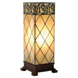[5LL-1139] Lampe de table Tiffany Beige, Marron 18x18x45 cm E27/max 1x40W