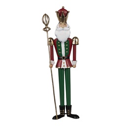 [6Y5610] Statua Decorativa Schiaccianoci Verde Rosso 11x8x36 cm