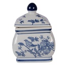 Decoration Jar with Lid White Blue 13x13x17 cm