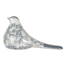 [6CE2091] Dekoration Vogel Weiß Blau 25x11x13 cm
