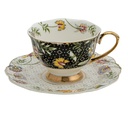 Tazzina da caffè con piattino Bianco, Nero 12x9x6 cm / Ø 15x2 cm / 200 ml