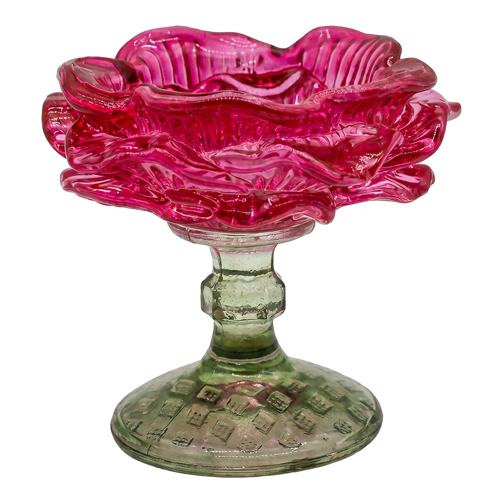 Portacandele in Vetro Rosa Verde Ø 10x9 cm