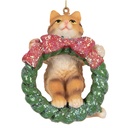 Décoration pendentif Chat Marron Vert 6x5x9 cm