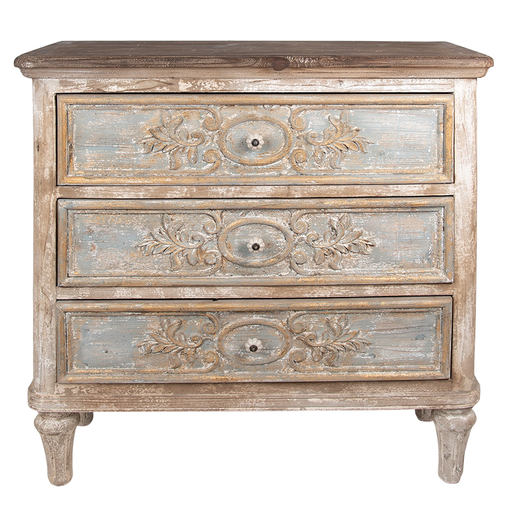 Kommode Beige, Grau, Goldfarbig 97x38x98 cm