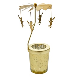 [66077] Tea light carousel Gold colored Ø 8x17 cm