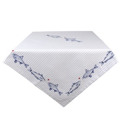 [SSF15] Square Tablecloth White Blue 150x150 cm