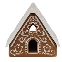 Tealight Holder Christmas House Brown White 8x8x8 cm