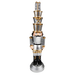 [6PR3697] Décoration de Noël casse Noisette Argent 8x7x33 cm