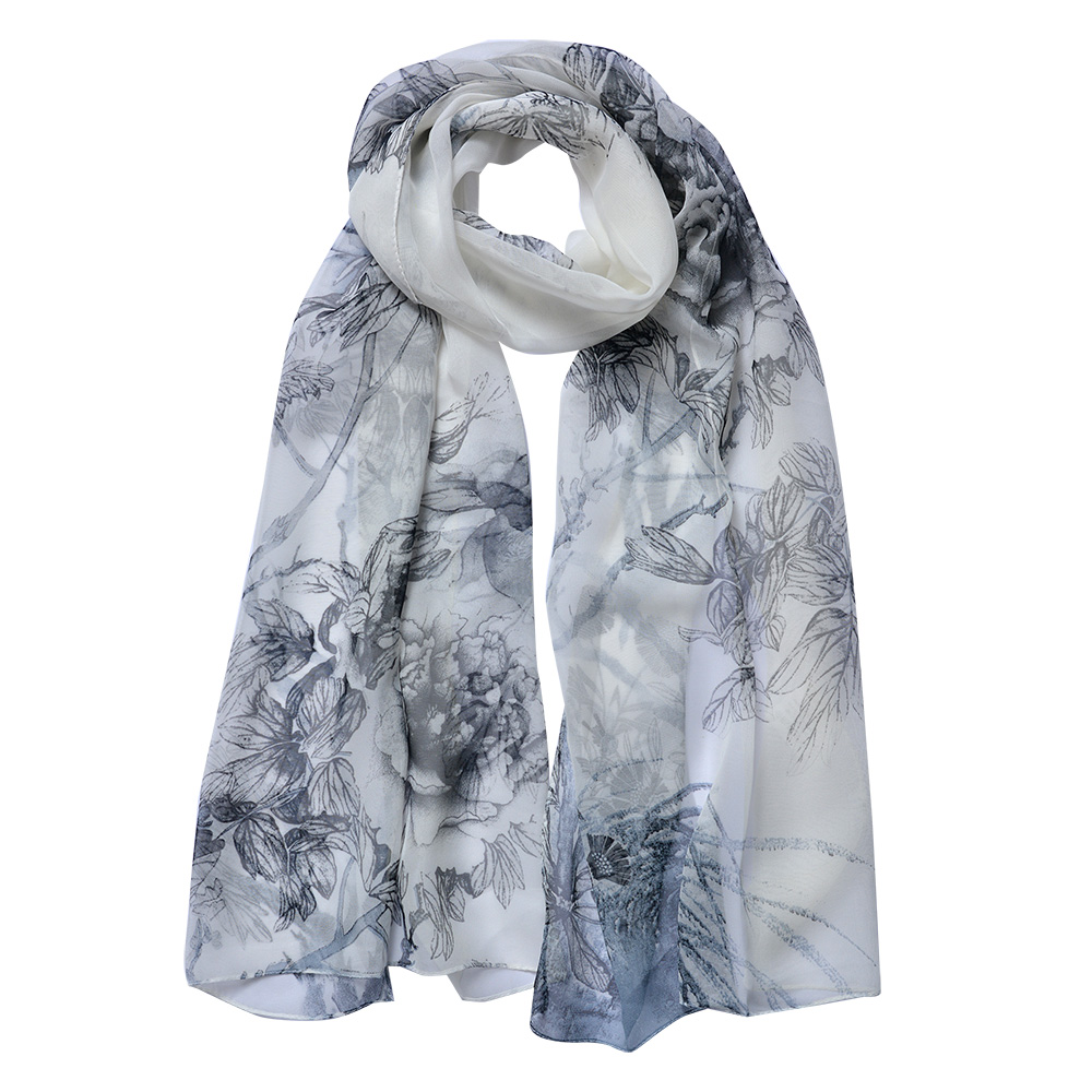 Scarf Women Print Grey 50x160 cm