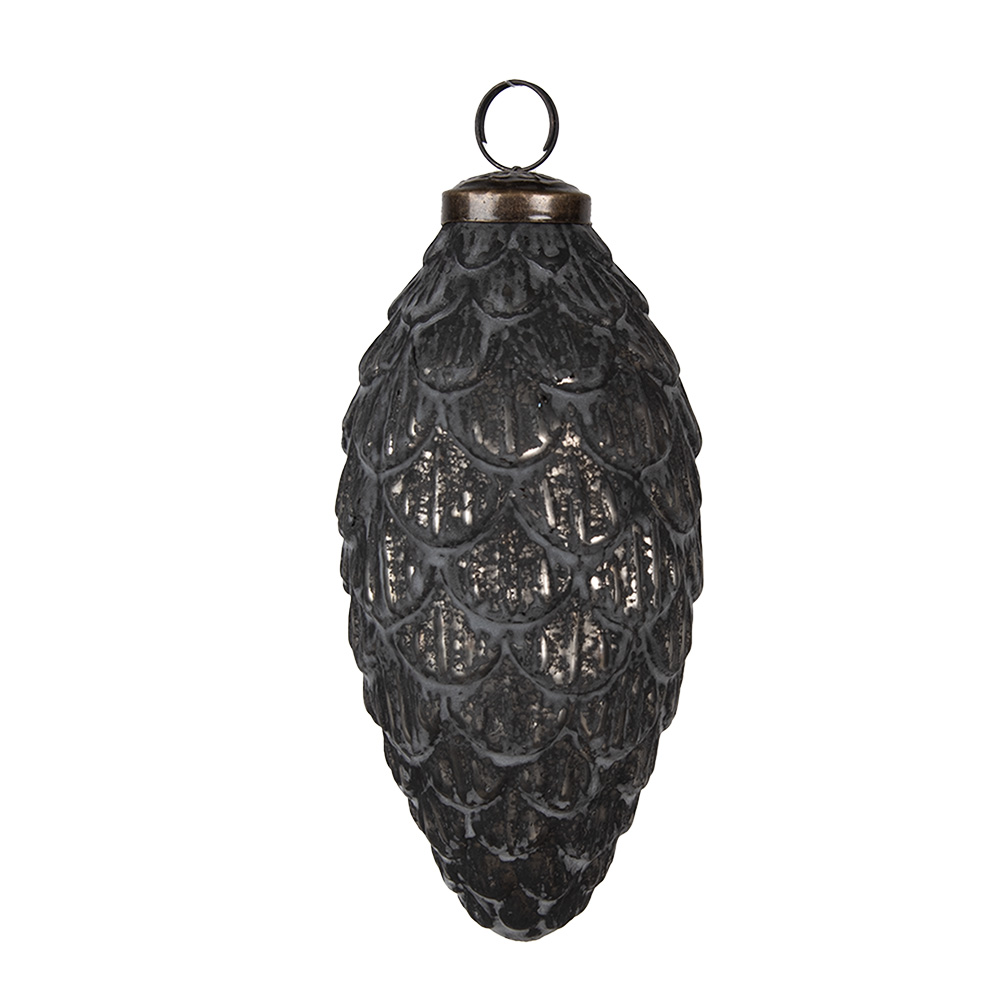 Christmas Bauble Silver colored Grey Ø 7x15 cm