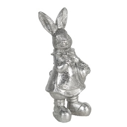 [6PR3097ZI] Statua Decorativa Coniglio Argento 6x6x13 cm