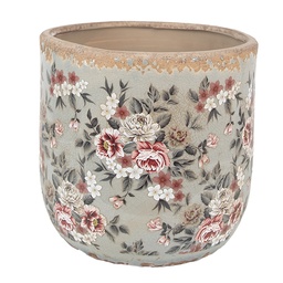 [6CE1966L] Vaso Porta Pianta Grigio Rosa Ø 17x16 cm