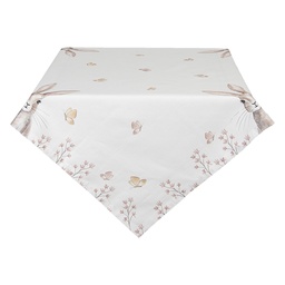 [REB01] Tovaglia Quadrata Bianco, Marrone 100x100 cm