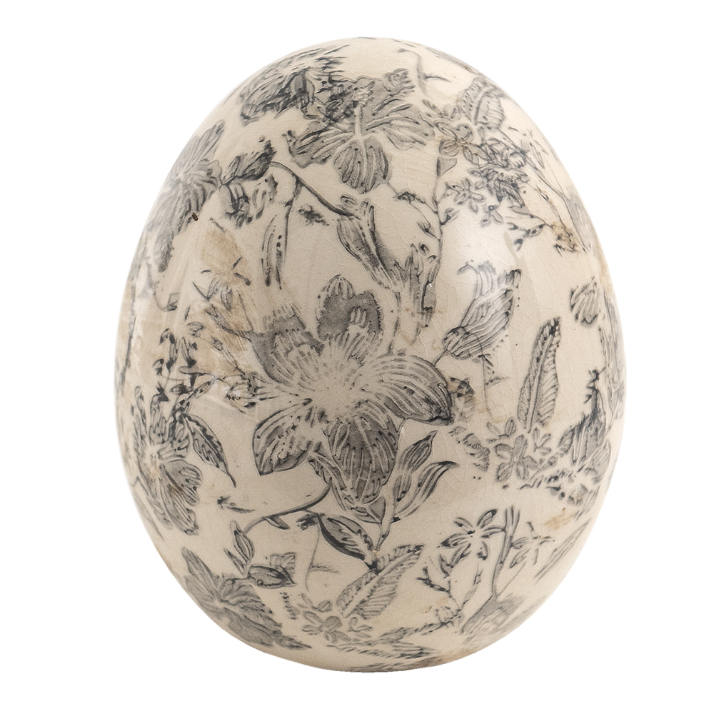 Decoration Statue Egg Grey, Beige Ø 11x14 cm
