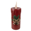 Deko Kerze mit LED Rot Goldfarbig 17x18x44 cm / 3xAA