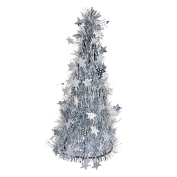 [65538M] Decoration Christmas tree Silver colored Ø 17x38 cm