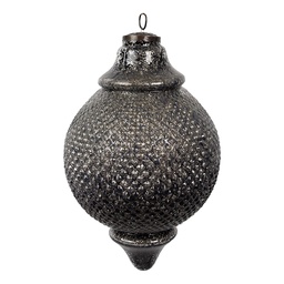 [6GL4533L] Boule de Noël Noir Gris Ø 20x32 cm