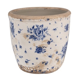[6CE1658S] Flower Pot Inside Beige Blue Ø 13x12 cm