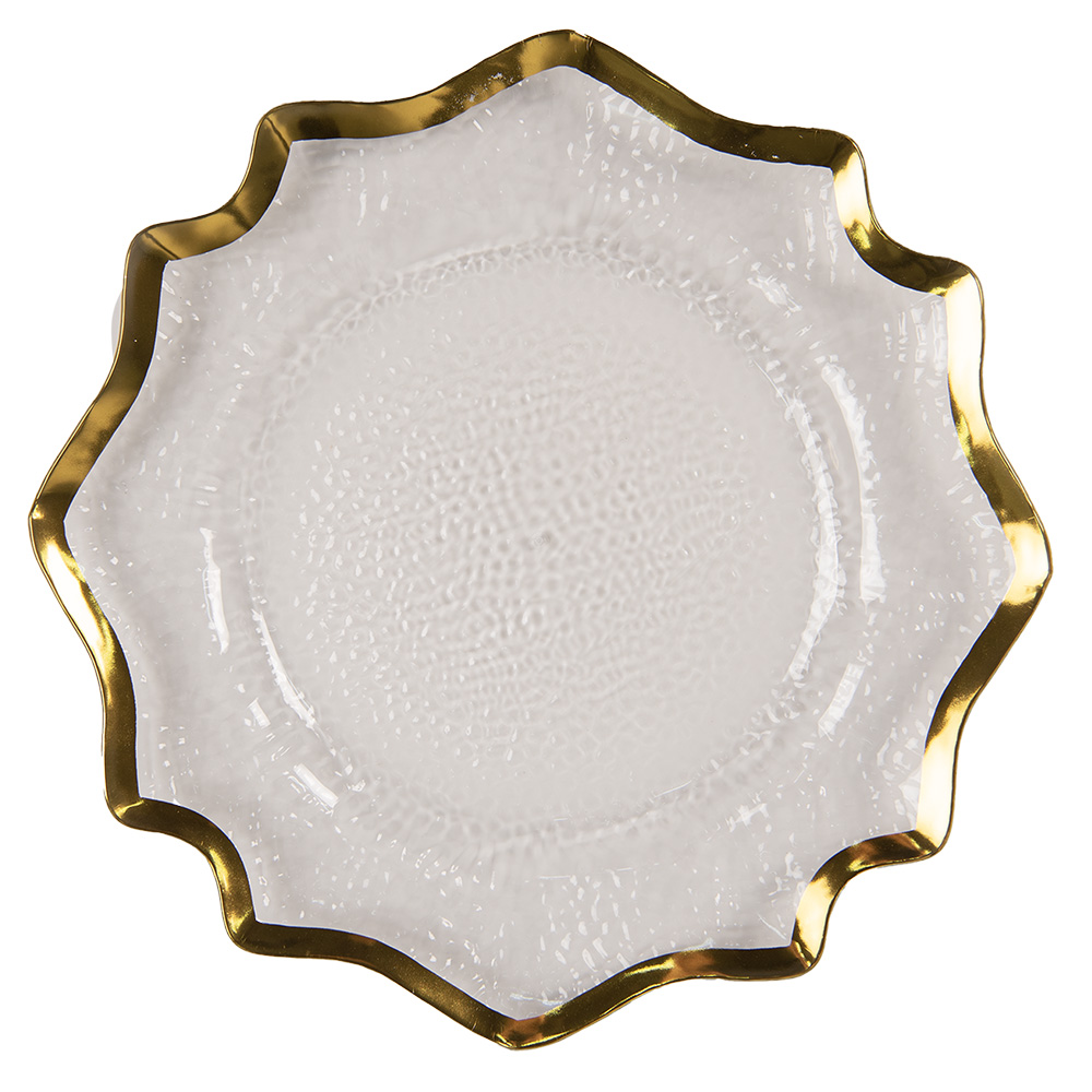 Presentation Plate Transparent, Golden color Ø 33x1 cm