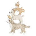 Christmas Decoration Statue Dogs and Cat Grey, Beige, White 12x4x17 cm