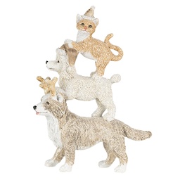 [6PR4647] Christmas Decoration Statue Dogs and Cat Grey, Beige, White 12x4x17 cm