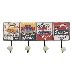 [6Y5016] Wall Coat Rack Red 40x7x18 cm