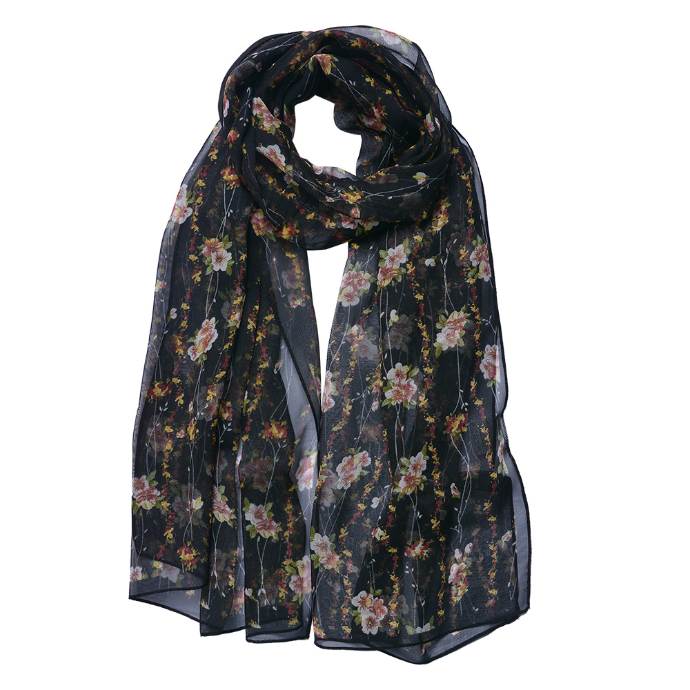 Foulard Donna Stampato Nero 50x160 cm