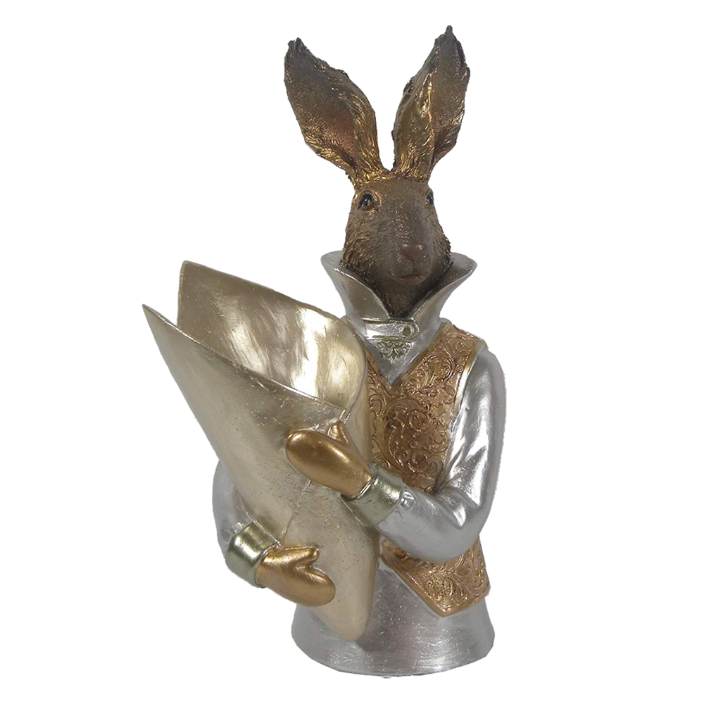 Statua Decorativa Coniglio Oro 16x13x30 cm