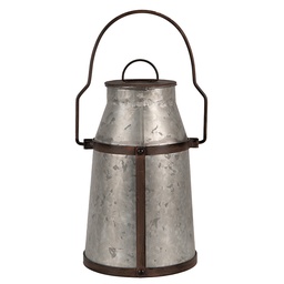 [6Y5401] Bidone Latte Decorativo Grigio Marrone 20x18x26/36 cm