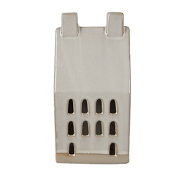[6CE1591L] Dekoration Haus mit LED Beige 9x8x18 cm