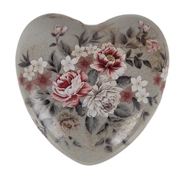 [6CE2242L] Decoration Heart Grey Pink 11x11x4 cm
