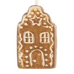 [6CE2338] Décoration pendante d'un Maison Marron Blanc 4x4x6 cm