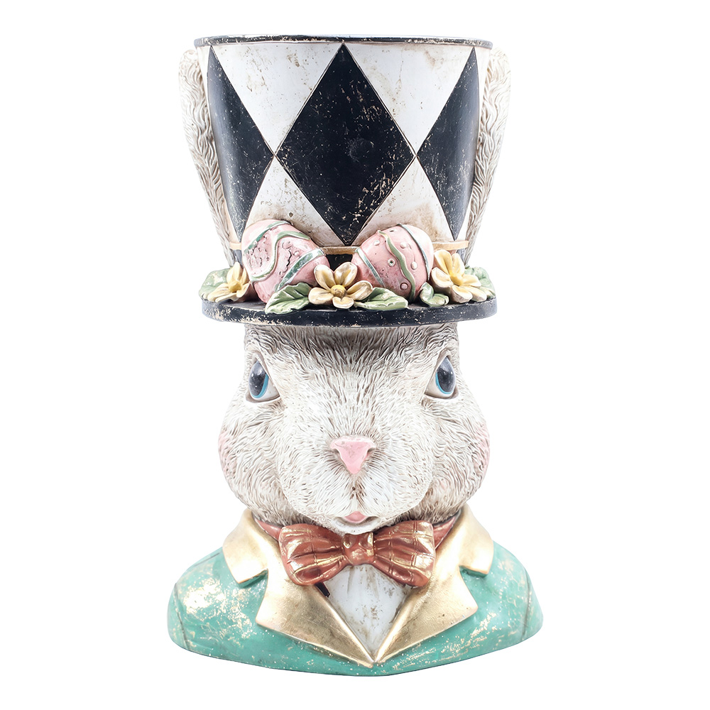 Décoration Lapin Blanc Noir 20x18x30 cm