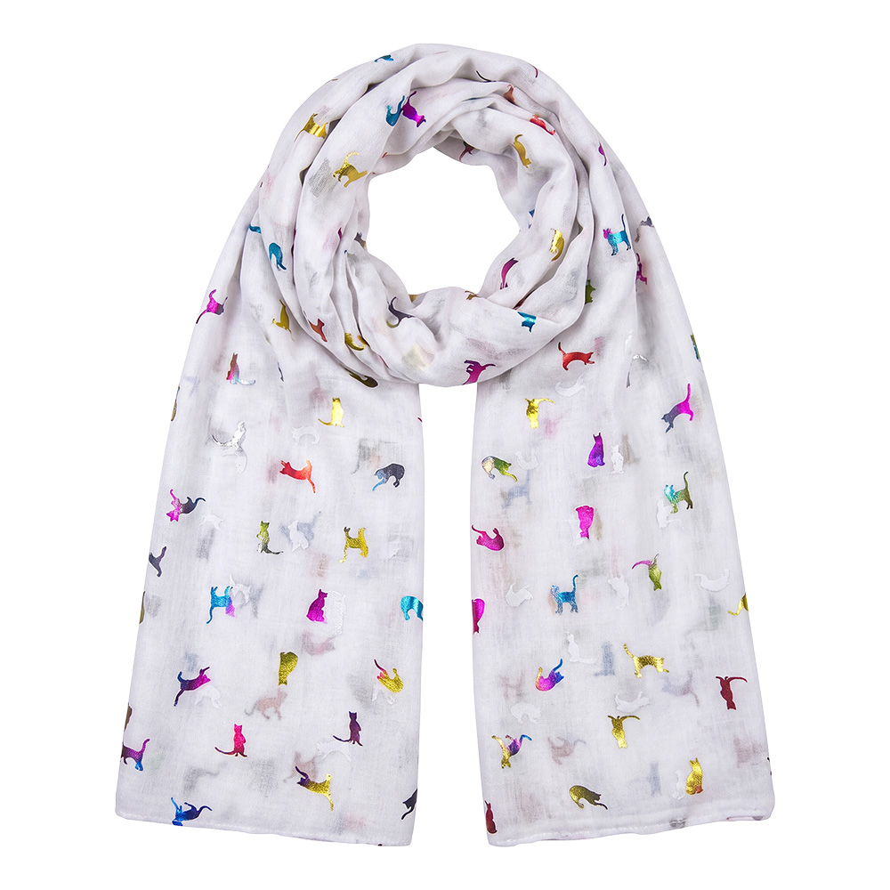 Clayre & Eef Foulard Ladies Print Blanc Polyester