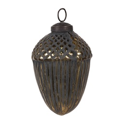 [6GL4528S] Palla di natale Nero Color oro Ø 7x10 cm