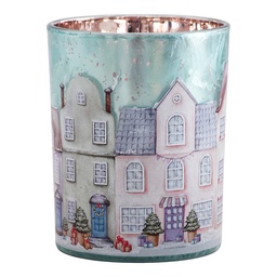 [6GL5391] Tealight holder Blue Beige Ø 10x13 cm