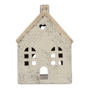 Kerzenhalter Weihnachten Häuschen Grau Beige 11x7x16 cm