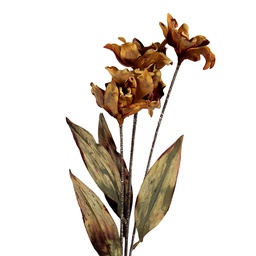 [6PL0403LO] Deko Ast mit Blumen Orange Grün 8x5x60 cm