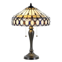 [5LL-5497] Lampe de table Tiffany Beige, Marron Ø 40x58 cm E27/max 2x60W