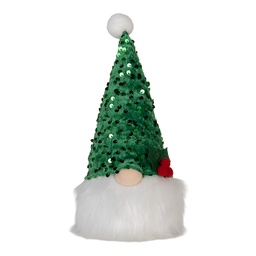 [66331] Image de décoration gnome avec LED Vert Blanc 10x10x25 cm / 3xAA