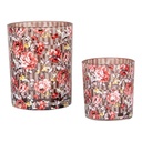 Tealight holder (2) Brown Red Ø 7x8 / 10x13 cm