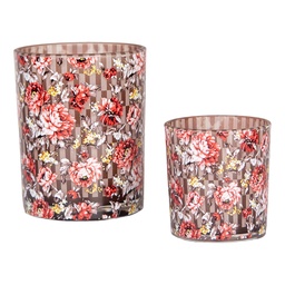 [6GL4974] Tealight holder (2) Brown Red Ø 7x8 / 10x13 cm