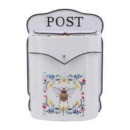 [6Y6037] Boîte aux lettres murale Blanc Jaune 24x10x35 cm