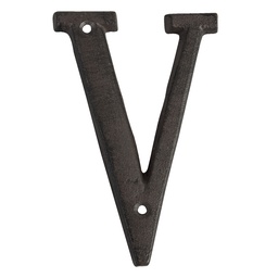 [6Y0840-V] Lettre de fer V Marron 8x1x13 cm
