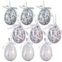Ciondolo Decorativo Uovo (set 9) Bianco Blu Ø 5x8 cm