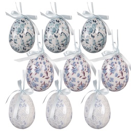[66452] Pendentif décoratif uf (set 9) Blanc Bleu Ø 5x8 cm