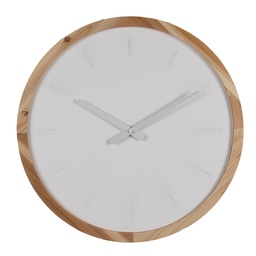 [6KL0794] Wanduhr Weiß, Braun Ø 50x4 cm / 1xAA