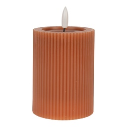 [6CA0003CH] Bougie avec LED Marron Ø 8x13 cm / 2xAA